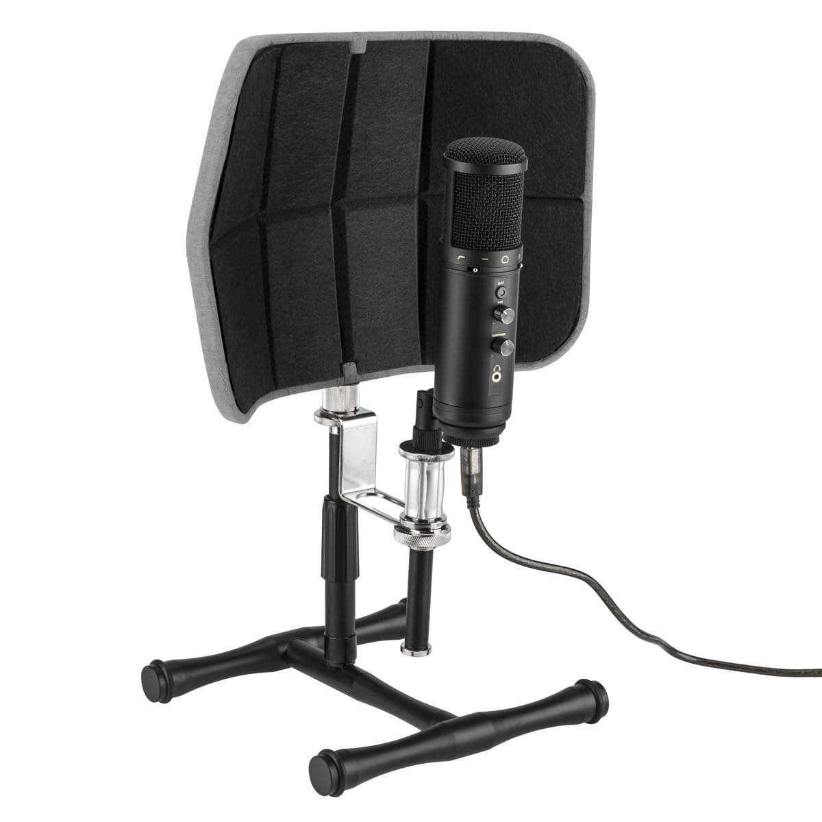 Audio-Technica At2035 Cardioid Condenser Side-Address Microphone, Bundle With Desktop Isolation Filter (Gray), H&A Studio Monito