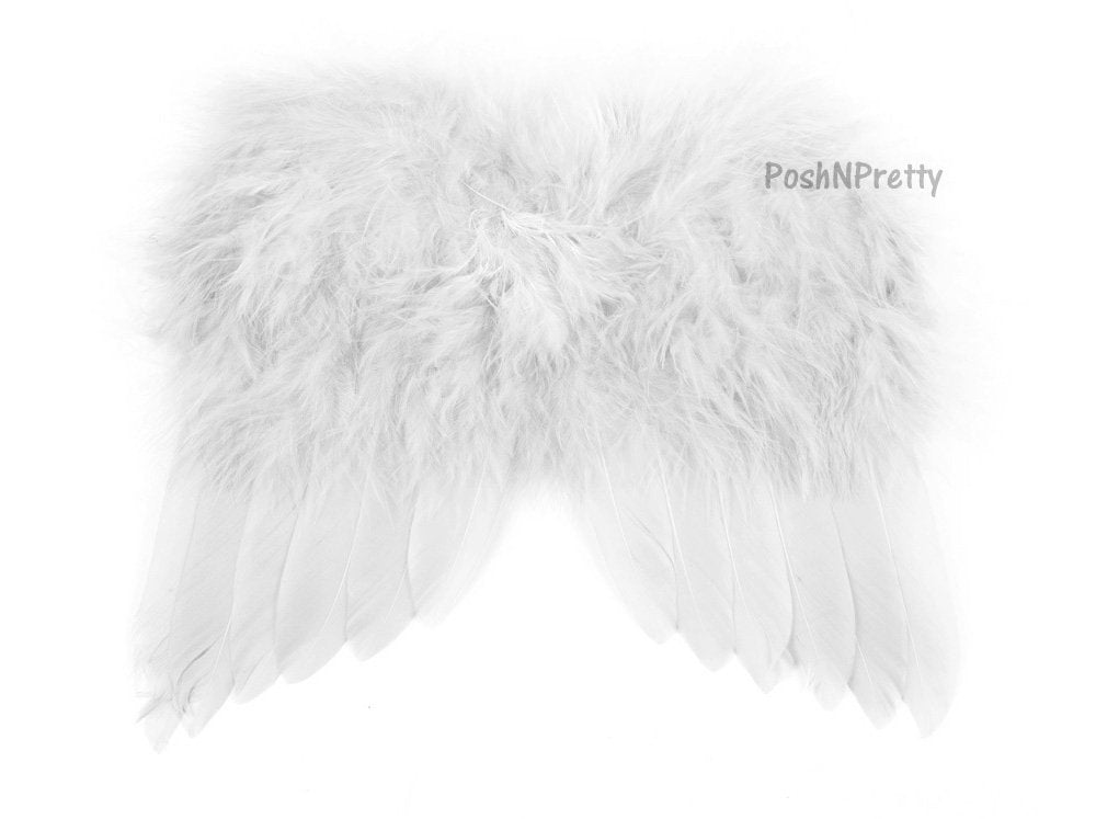 Poshnpretty Natural Feather Angel Butterfly Wings, Newborn, Baby, Photo Prop Choose Colors Or White