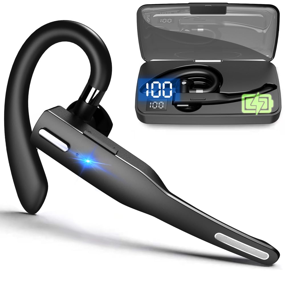 epekops AI Bluetooth Headset Wireless Bluetooth Headphone Earphone Earpiece with Translation, Noise Cancelling, Last 72H, Single