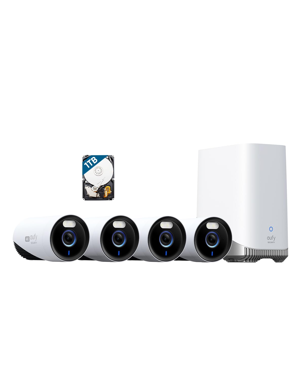 Eufy Security Eufycam E330 (Professional) 4 Cam Kit, 4K Outdoor Security Camera System, 24/7 Recording, Plug In, Wi Fi Nvr, 1Tb 