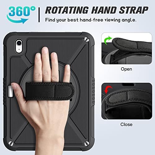 Ztotopcases For Ipad 10Th Generation Case 10.9 Inch With Screen Protector, Pen Holder, Handle Shoulder Strap,360 Rotating Stand