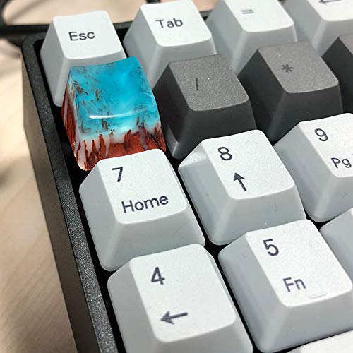 Tinton Life Delicate Hand Engraved Resin Wood Translucidus Backlit Key Caps For Mechanical Keyboards (Red Wood)