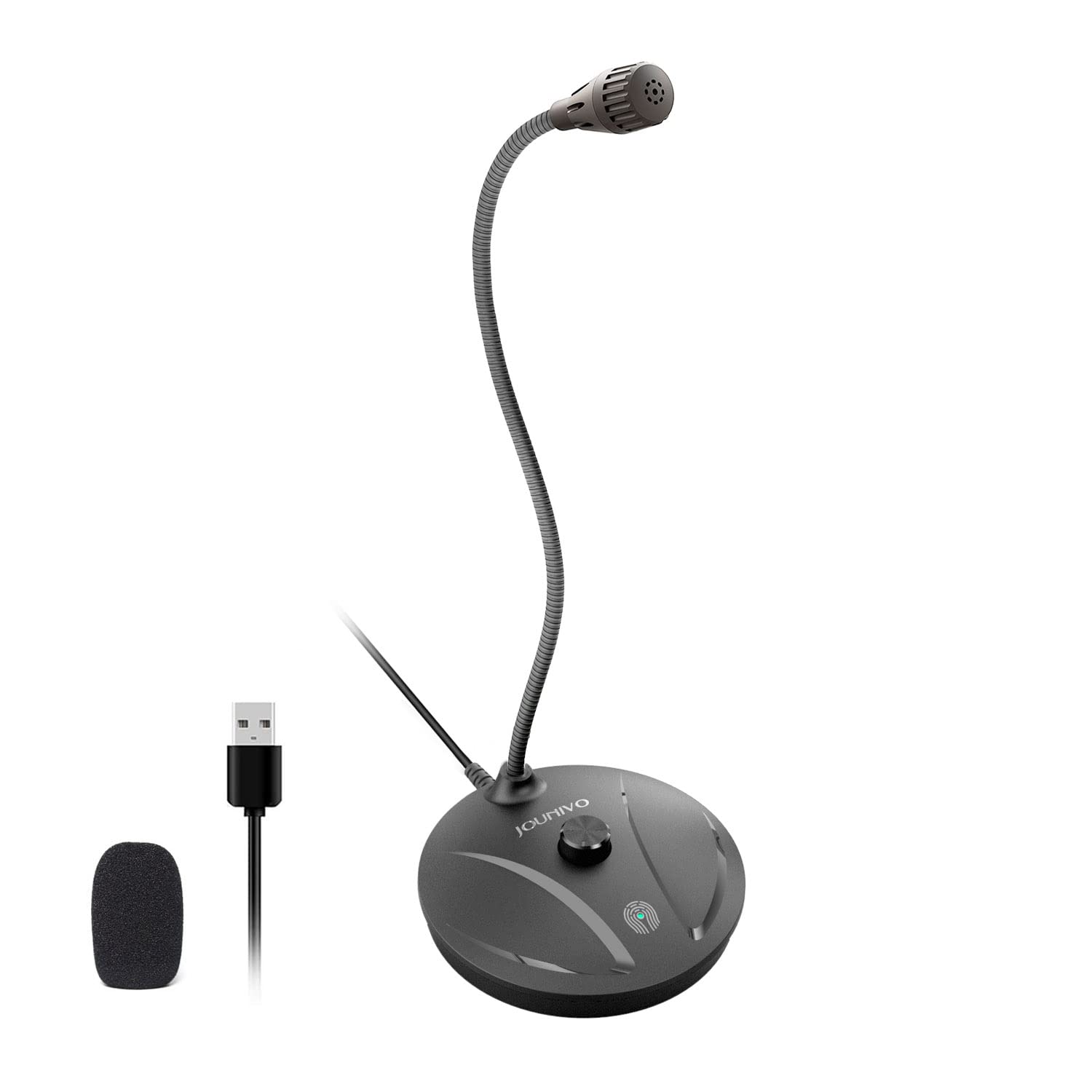 Jounivo Usb Microphone For Computer, Pc/Laptop Mic, Mute Button With Led Indicator, 360 Degree Gooseneck Design, Desktop Microph