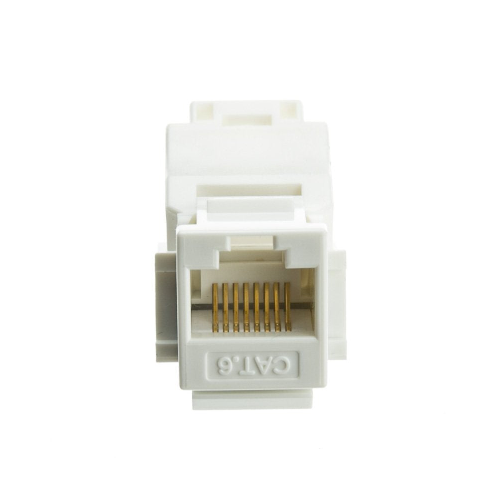 Cablewholesale Cat6 Keystone Jack, White, Toolless Rj45 Female (Utp) To 110 Punch Down Connector