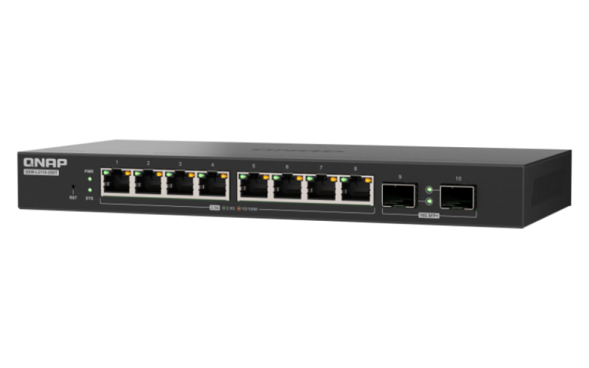 Qnap Qsw-L2110-2S8T-Us Lite Management Switch, 8 Ports 2.5Gbe Rj45, 2 Ports 10Gb