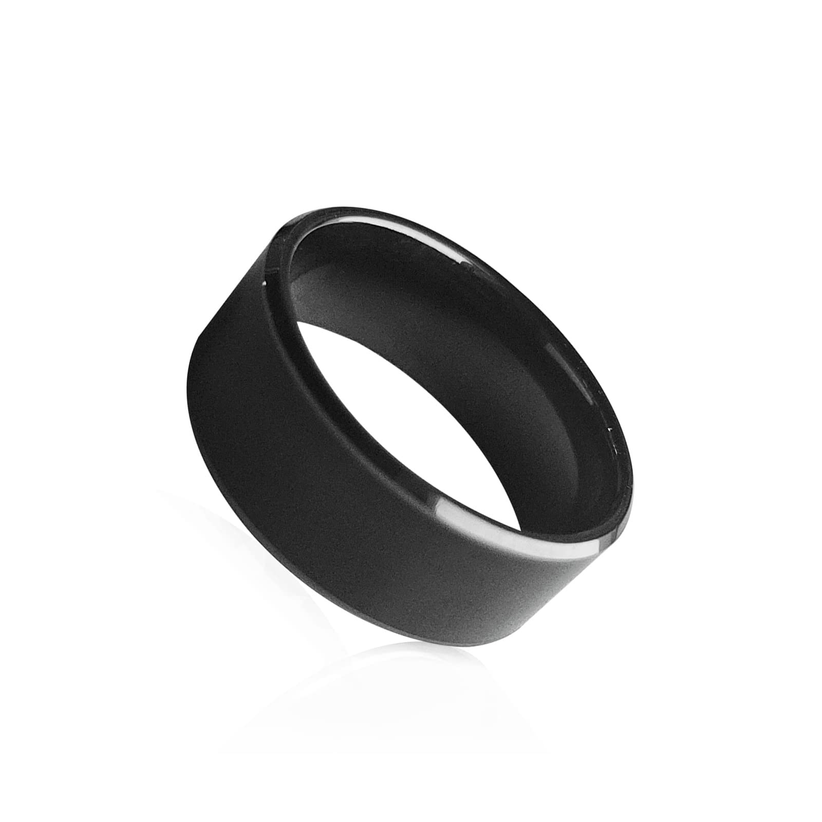 Riversmerge Rfid Rewritable Dual Frequency In One Id T5577&Ic Cuid Black Ceramics Smart Finger Ring Wear For Men Or Women (Black