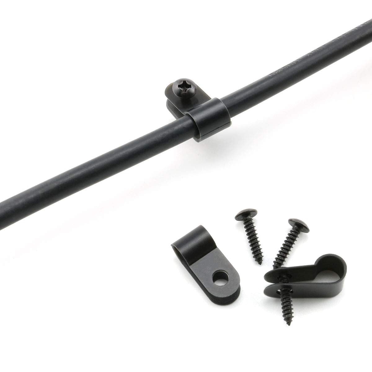 Heyous 100Pcs 1/4 Inch (6.4Mm) R Type Cable Clamp Nylon Wire Hose Tube Fastener Fixed Cable Tie Mount Organizer Holder R Type Ca