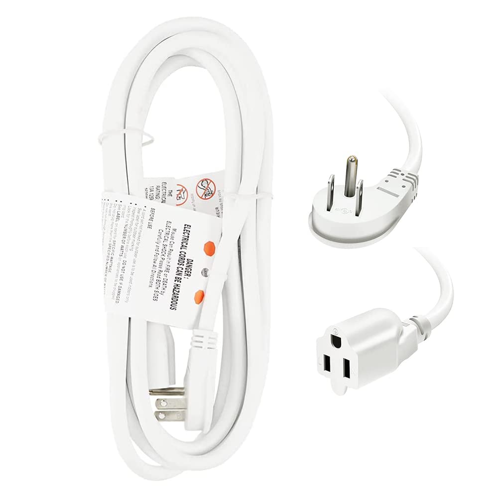 Ep 10 Ft Flat Plug Extension Cord, 16 Awg 3 Prong Grounded White Low Profile Extension Cable For Indoor, Ul Listed