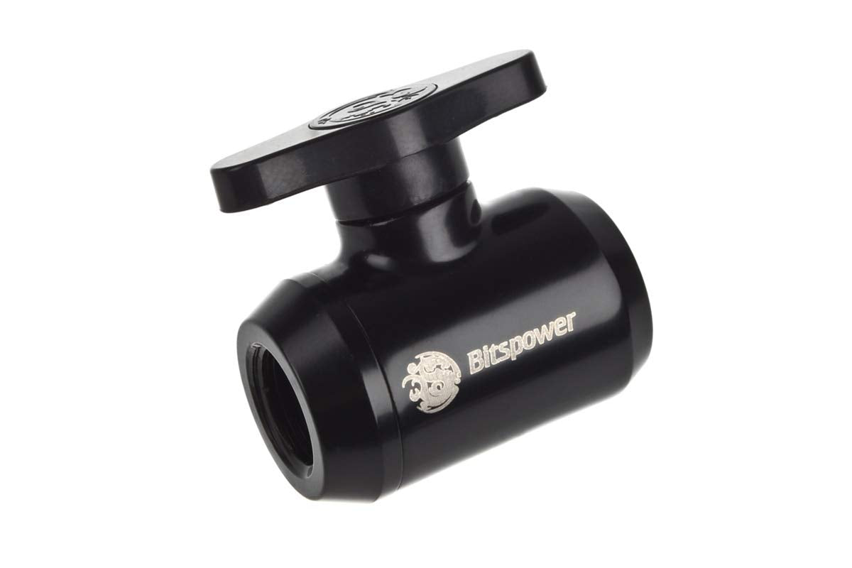 Bitspower G1/4 Mini Valve with Black Handle, Matte Black, Body