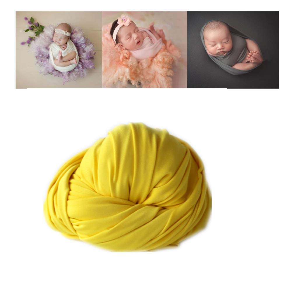 Coberllus Newborn Baby Photo Props Blanket Stretch Without Wrinkle Wrap Swaddle For Boys Girls Photography Shoot (Yellow)