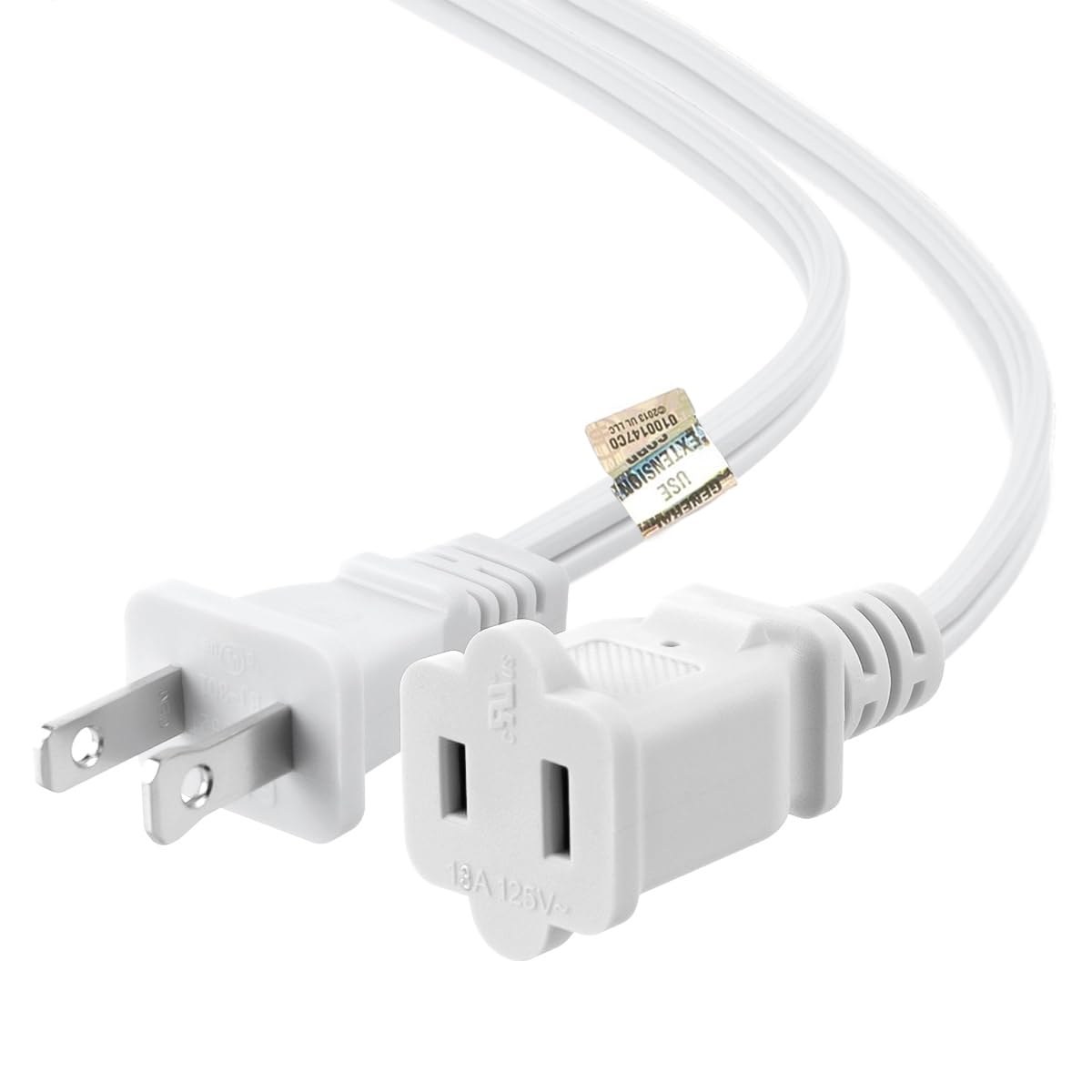 Us Ac Power Extension Cable Cord 2 Prong Polarized Plug Male To Female Extension Cord 16Awg 13A/125V For Nema 1 15P To Nema 1 15