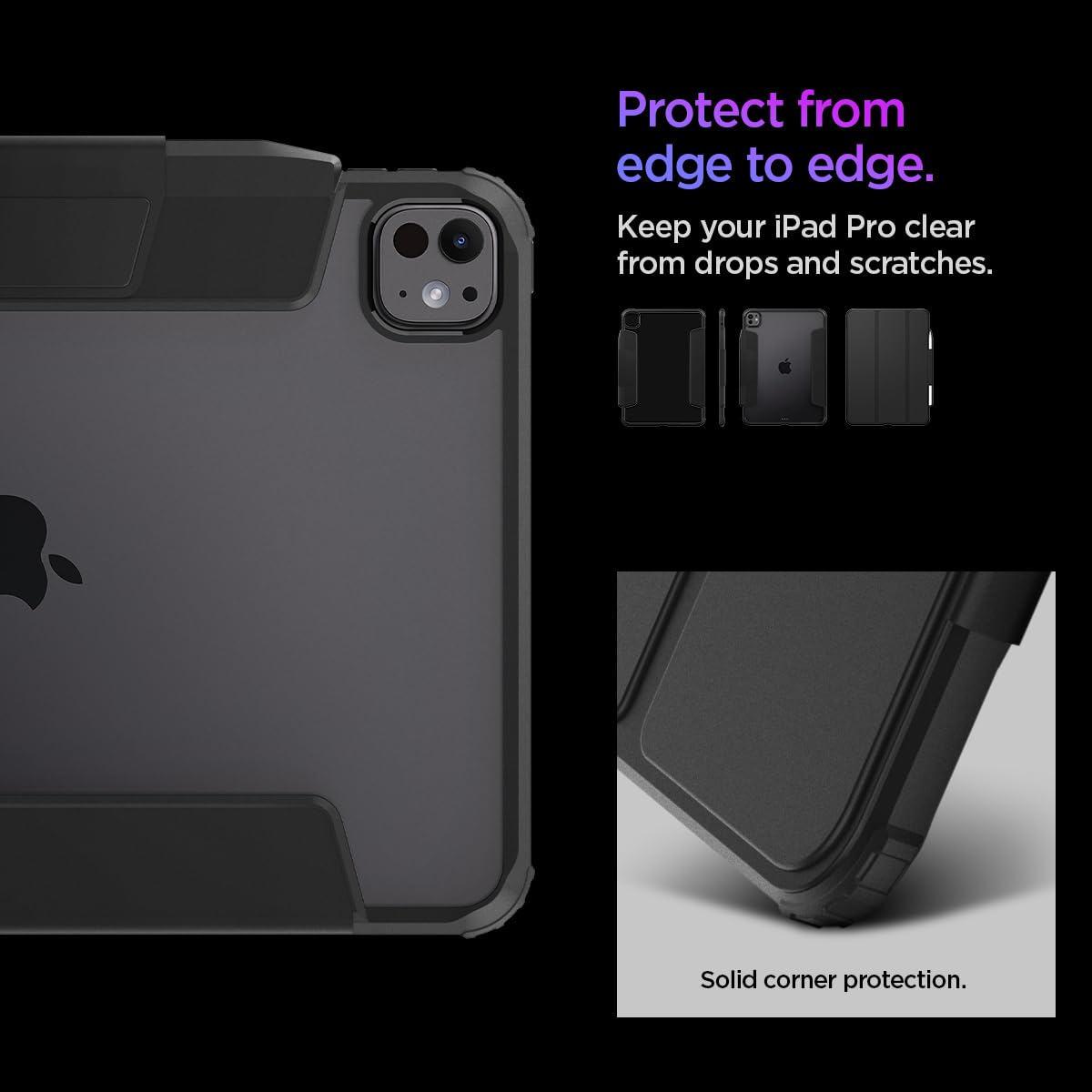 Spigen Ultra Hybrid Pro Designed For Ipad Pro 11 Inch Case M4 (2024) With Transparent Back And Pencil Holder   Black