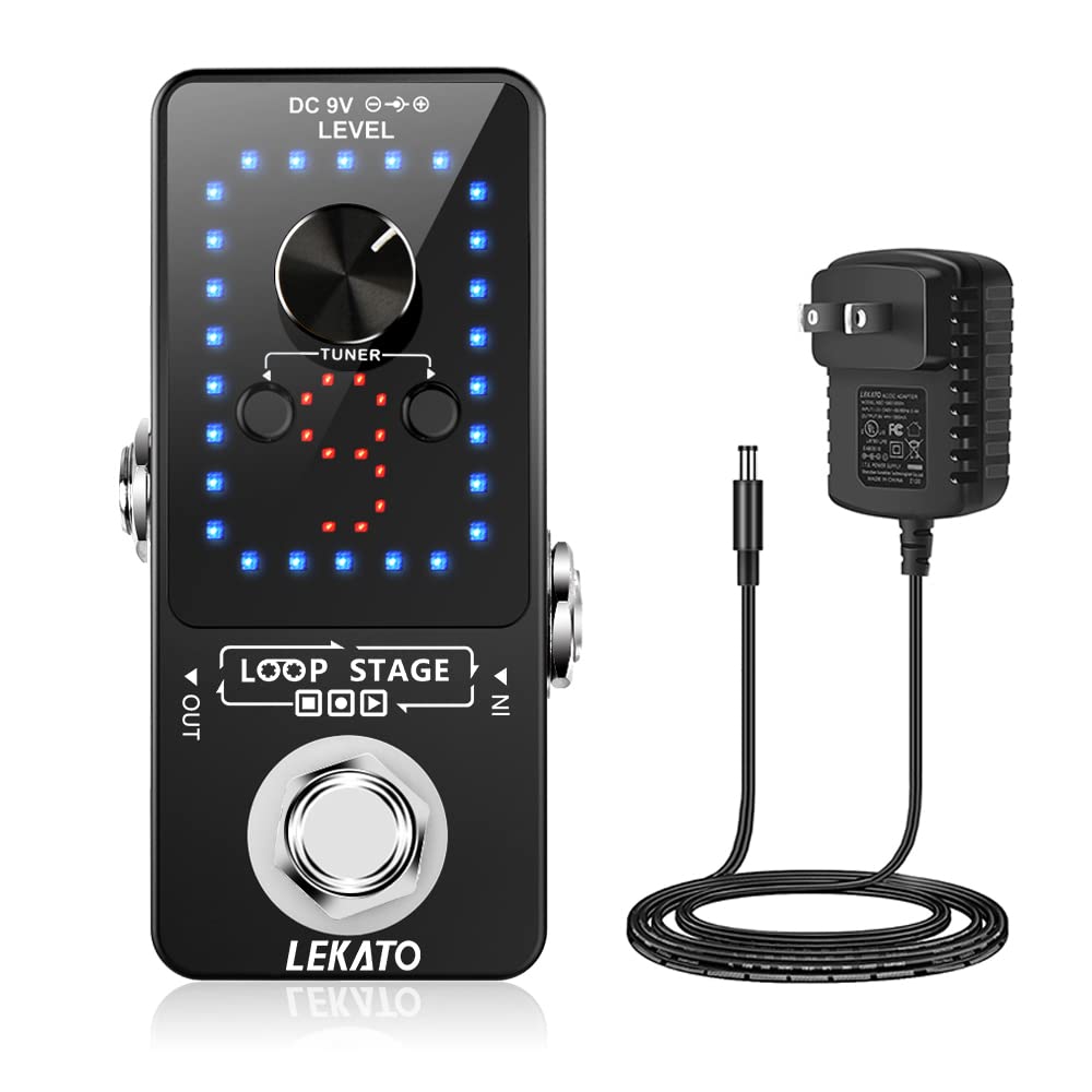 Lekato Guitar Looper Pedal Effect Pedal With Tuner Function Looper Pedal Loops 9 Loops 40 Minutes Record Time With Usb Cable And