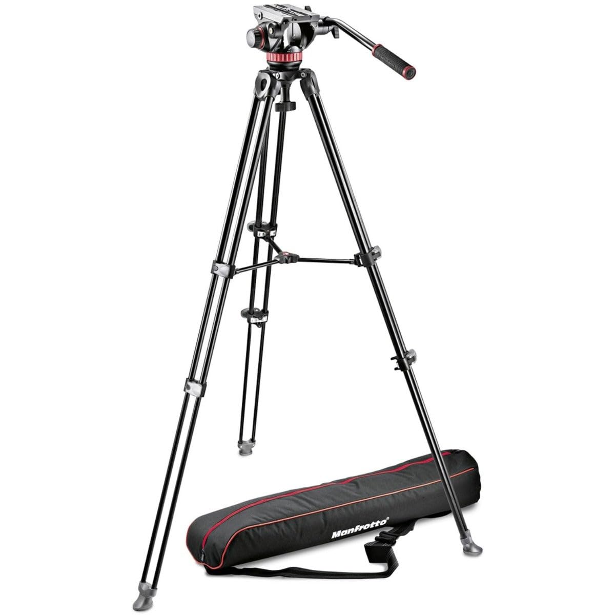 Manfrotto Mvk502Am 1 Professional Fluid Video System Aluminum Tripod With Telescop Twin Leg (Black)