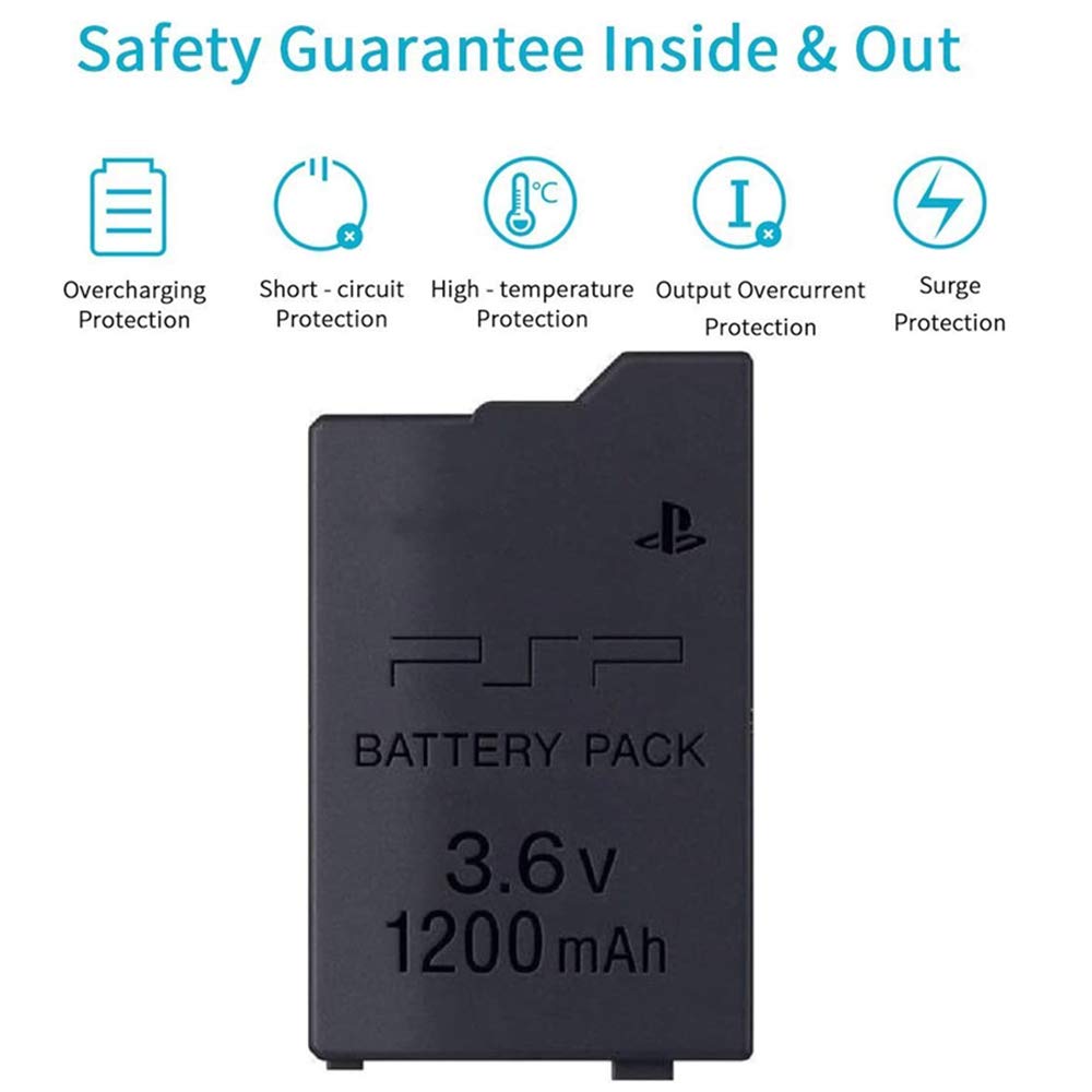 Tfseven Psp S110 High Capacity Replacement Sony Psp Slim Battery + Ac Adapter 5V 2A Wall Travel Power Supply + Back Door Battery