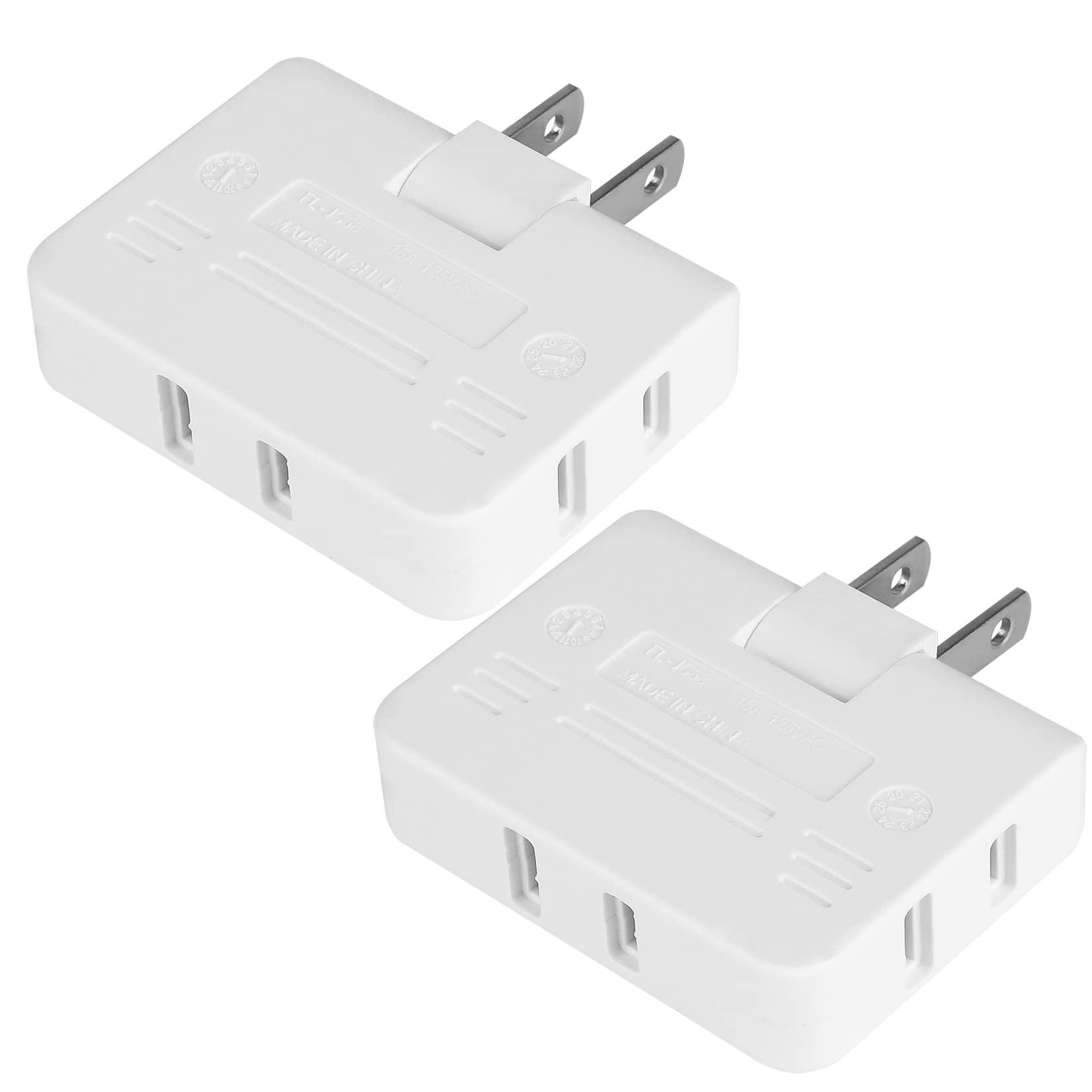 3 Way Flat Wall Plug Outlet Adapter   2 Prong Swivel Mini Indoor Wall Tap Plug,Portable Outlet Splitter,Rotating Mini Extension