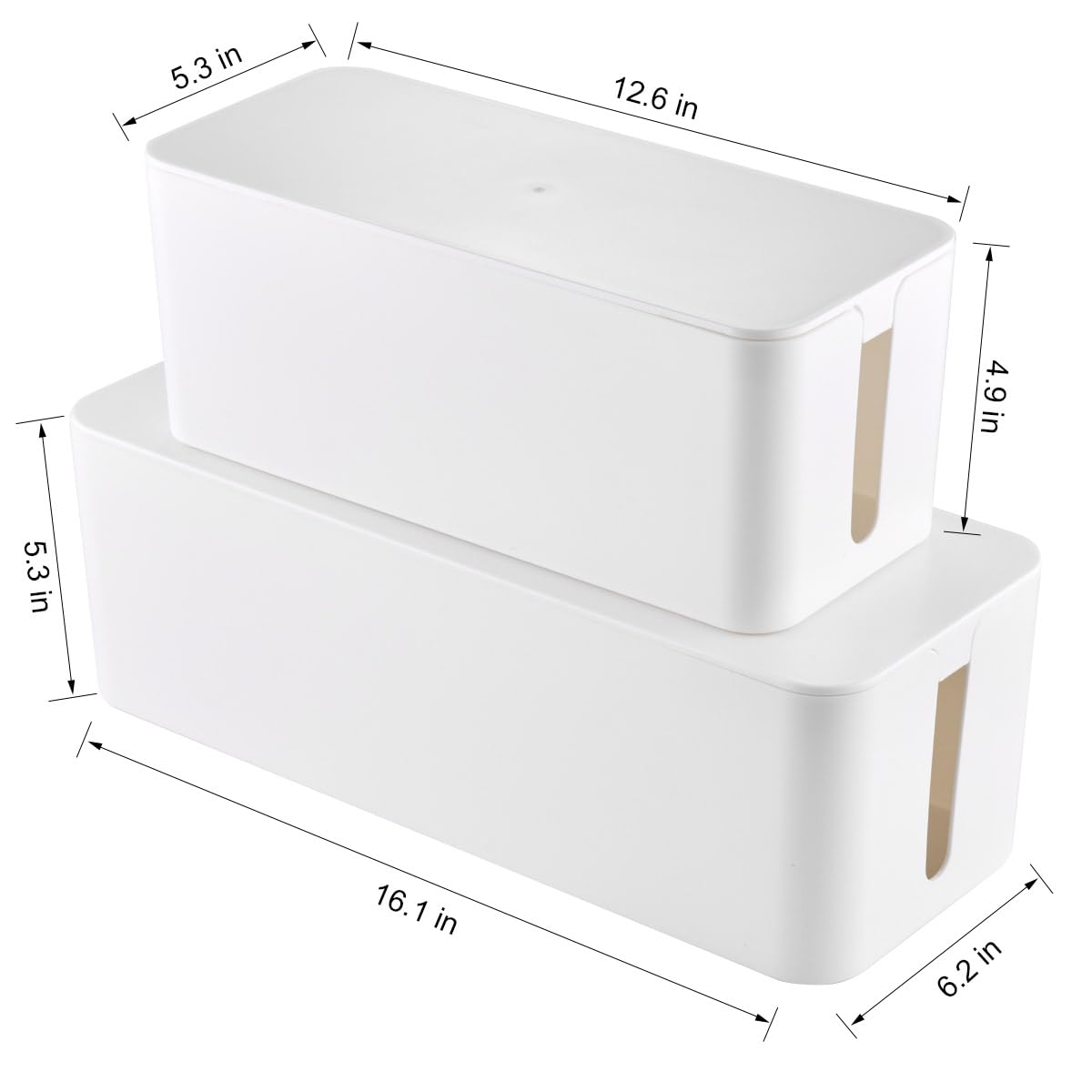 Cable Management Box, 2 Pack Large & Medium Cable Organizer Box With 17 Pcs Cable Management Set, Cord Organizer Box To Hide Sur