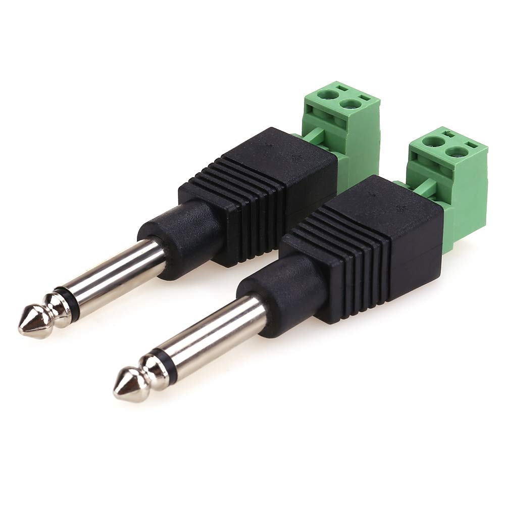 Nanyi Ts 14 Inch Jack, 635Mm Mono Male Plug For Guitarspeakermicrophone Cable That Can Be Solderless Screw   2 Pack