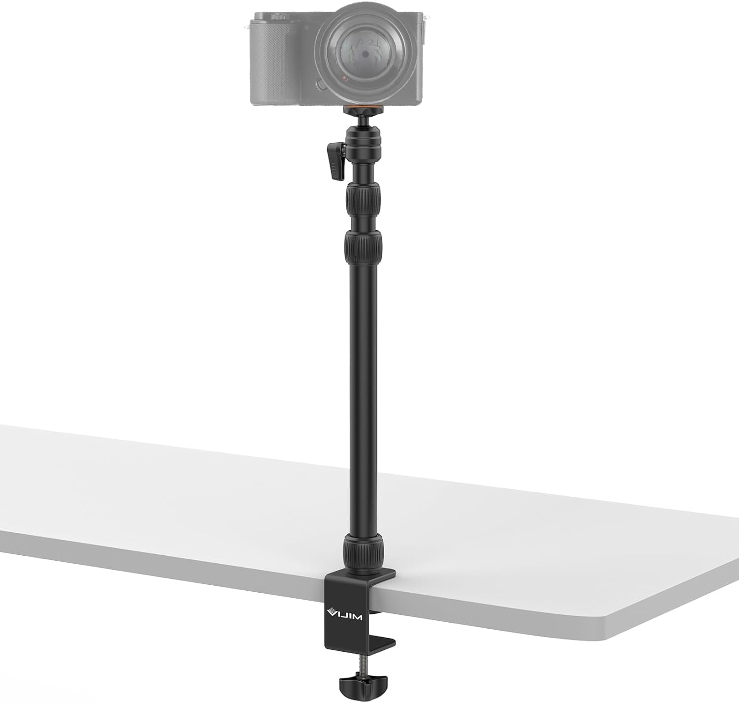 Pictron Ls10 Camera Desk Mount Table Stand With 1/4'' Ball Head, 16'' 33.8'' Adjustable Light Stand, Tabletop C Clamp Arm For Ds