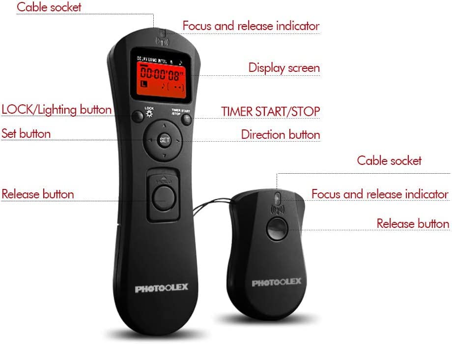 Photoolex Intervalometer Digital Camera Remote Shutter Release Controller Lcd Timer Control 2.4G Wireless For Canon Eos Rebel T6