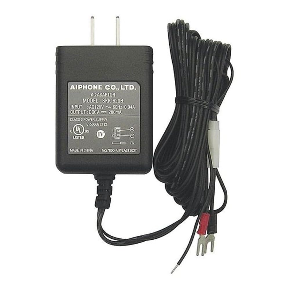 Aiphone Corporation SKK-620C 6V DC Power Supply for AT406, C123L/A, C123LW, LEM1, LEM3, or TAR3, Fire-Retardant, ABS Plastic Con