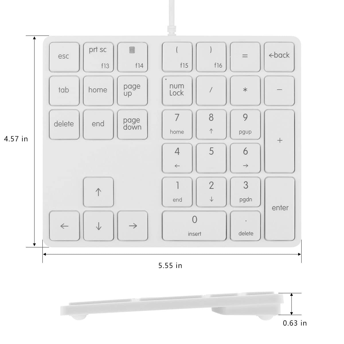 Merdia Numeric Keypads Wired Numpad 34 Keys External Mini Slim Keyboard Magic Force For Financial Cashier Securities White | Lap