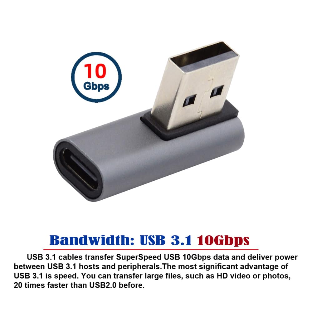 Nfhk Usb C Type C Female Low Profile 90 Degree Right Angled To Usb 3.0 A Male Data Adapter For Laptop Desktop