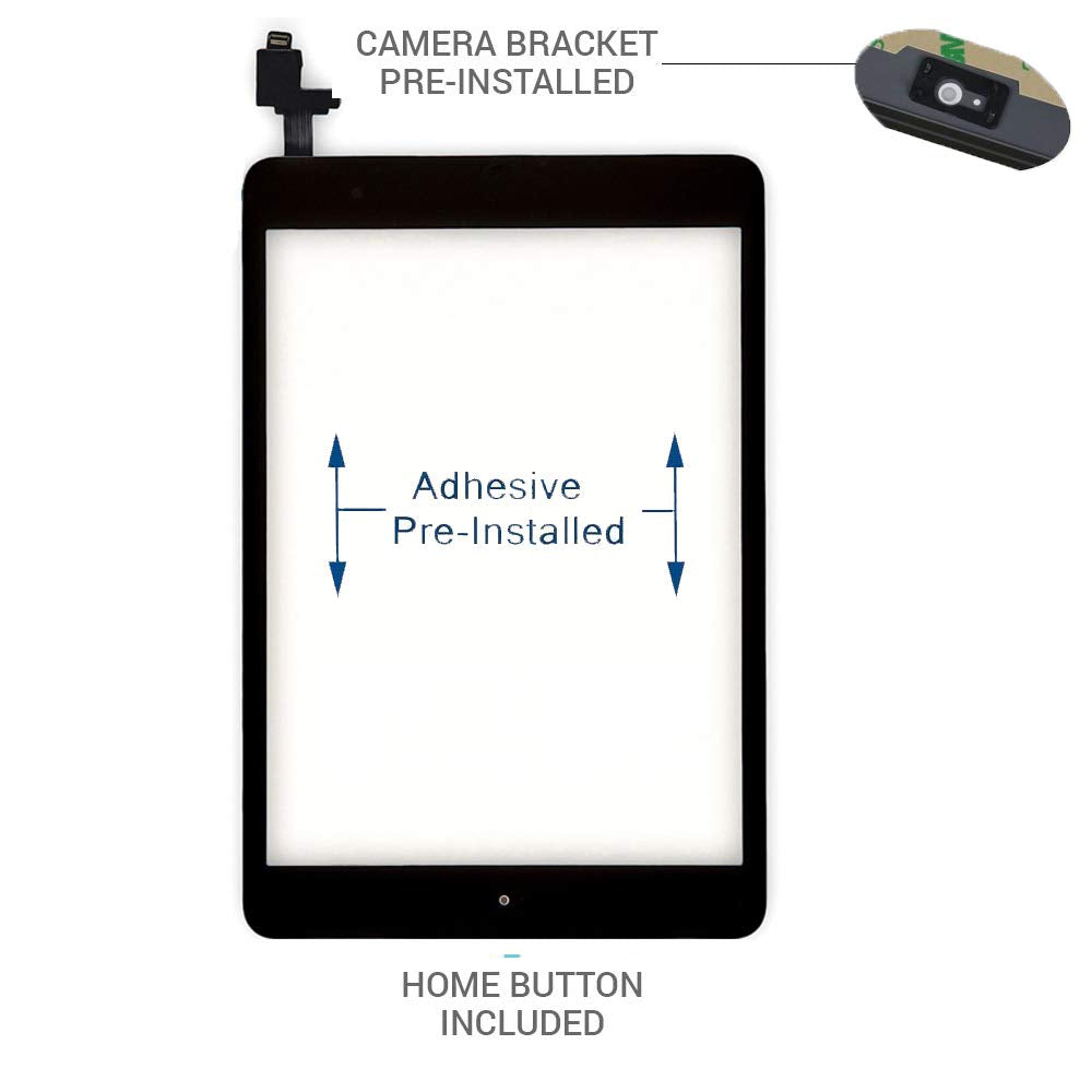Pung For Ipad Mini 1/Ipad Mini 2 Screen Replacement,A1432 A1454 A1455 A1489 A1490, Touchscreen Digitizer (Black), With Home Butt