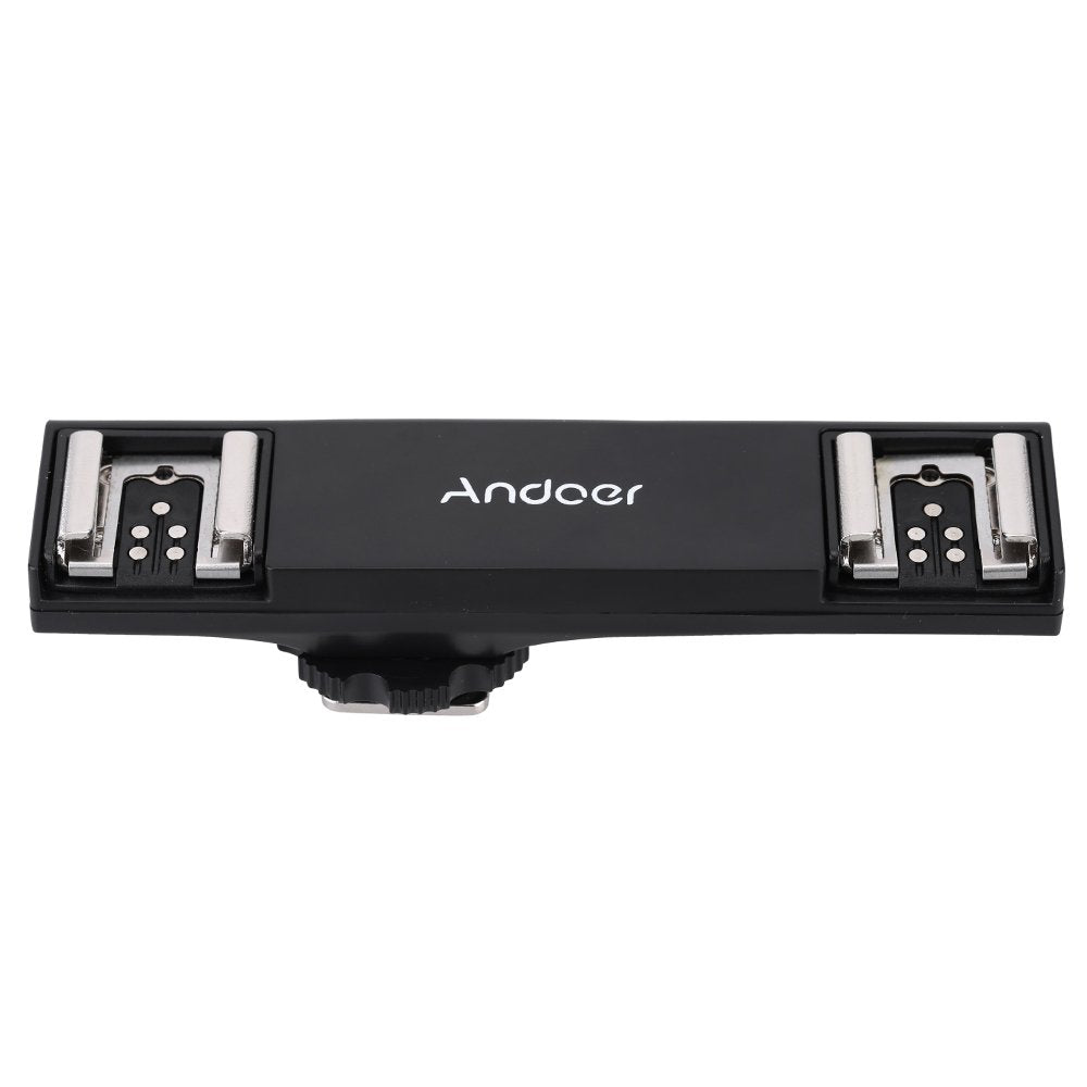Andoer Dual Hot Shoe Flash Light Speedlite Bracket Splitter For Canon 7Dii 70D 5Dr 5Drs 5Diii 6D Dslr Camera Camcorder