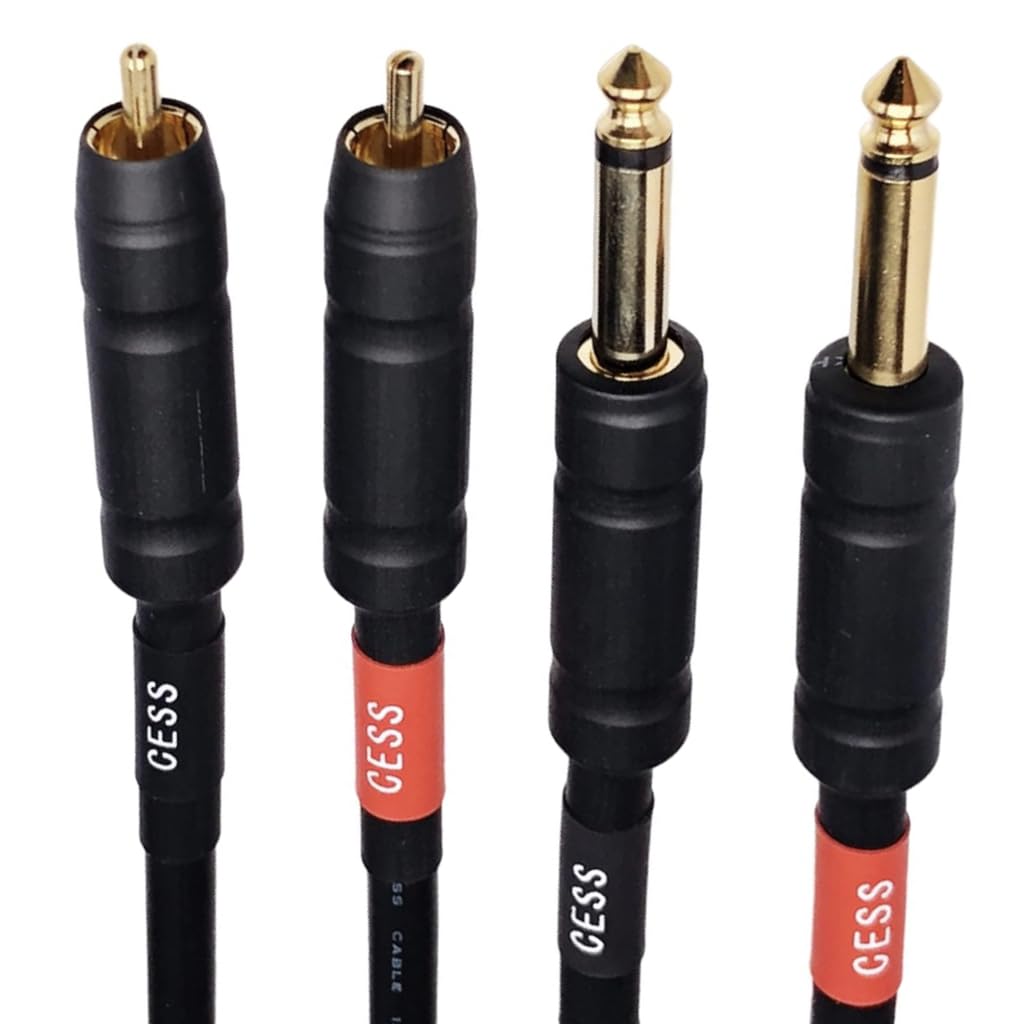CNCESS RCA to 1/4 TS Audio Patch Cable, 12 Gauge Shielded Wire, 3 ft, 2-Cable