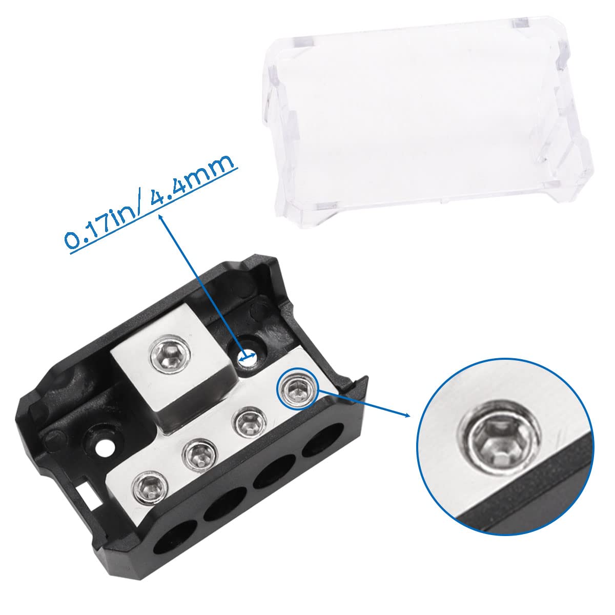 Seamaka 2Pcs 4 Way Power Distribution Block,0/2/4 Awg Gauge In 4/8/10 Gauge Out,Amp Distribution Connecting Block For Car Audio