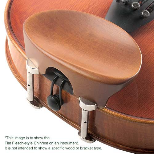 Flat Flesch 4/4 Violin Chinrest   Ebony With Standard Bracket