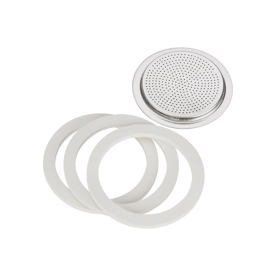 Bialetti Moka Express 6 Cup Replacement Filter And 3 Gaskets , White