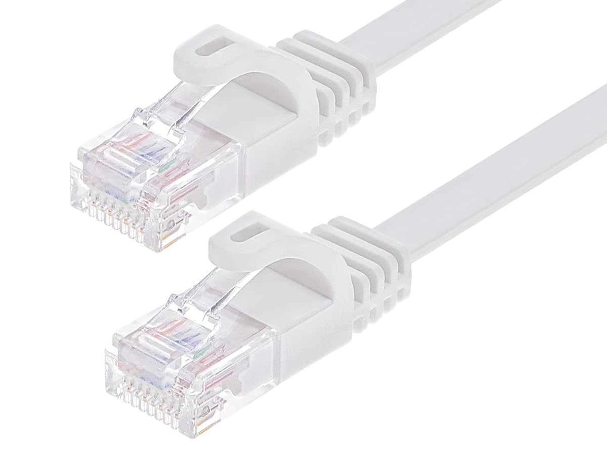 Monoprice Cat6 3Ft White Flat Patch Cable Utp 30Awg 550Mhz Pure Bare Copper Snagless Rj45 Flexboot Series Ethernet Cable