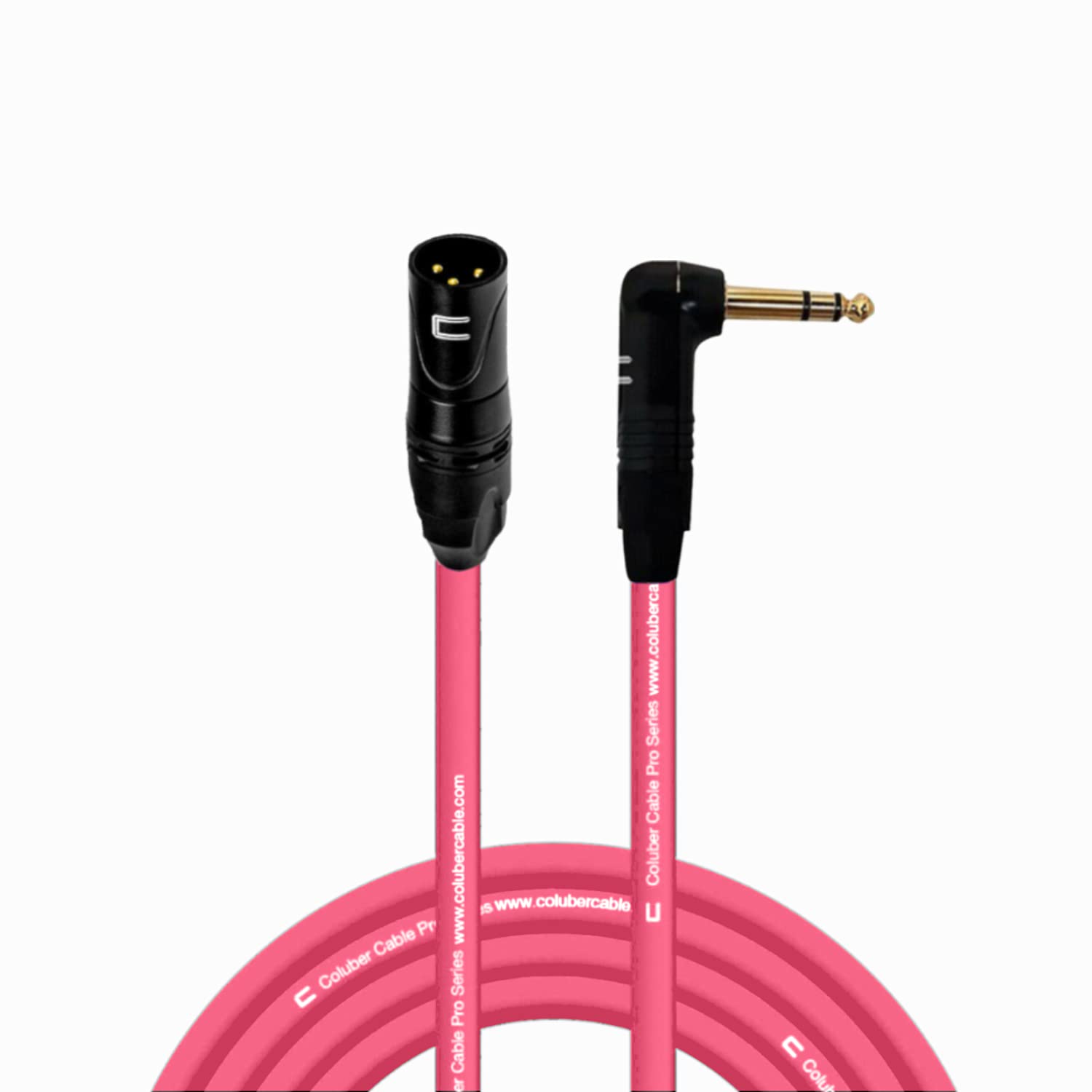 Balanced Xlr Cable Male To Right Angle 1/4'' Trs   25 Feet Pink   Pro 3 Pin Microphone Connector For Powered Speakers, Audio Int