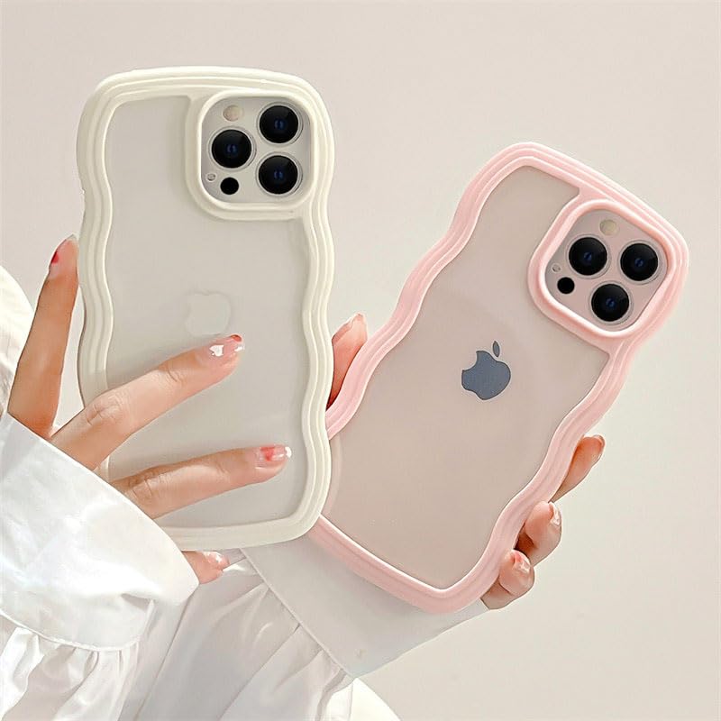 Qltypri Case For Iphone 15 Pro Max, Cute Curly Wave Frame Clear Case For Girls Women, Transparent Soft Tpu Bumper Shockproof Pho
