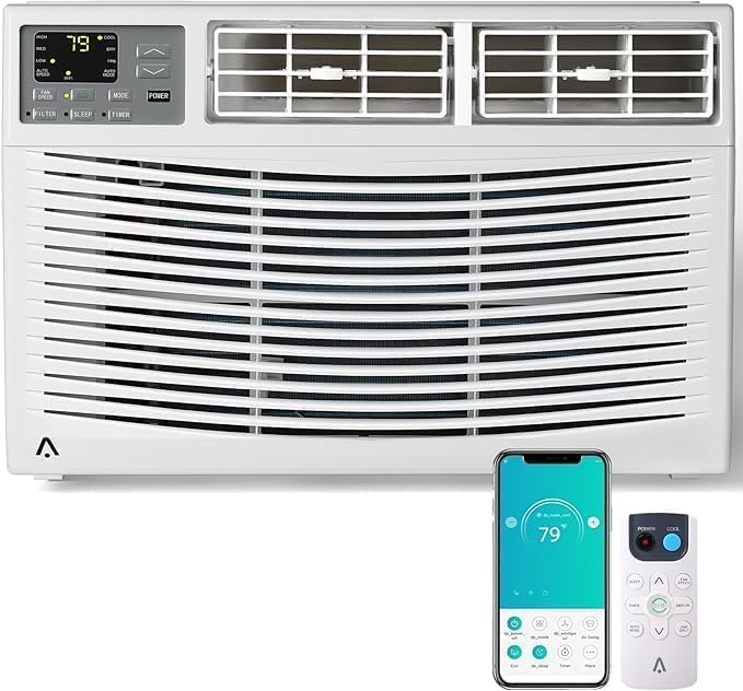 GarveeHome 12000 BTU Window Air Conditioner with WiFi/App Control, Cools Up to 550 Sq.Ft, 3-in-1 Cooling/Dehumidifier/Fan, 115V