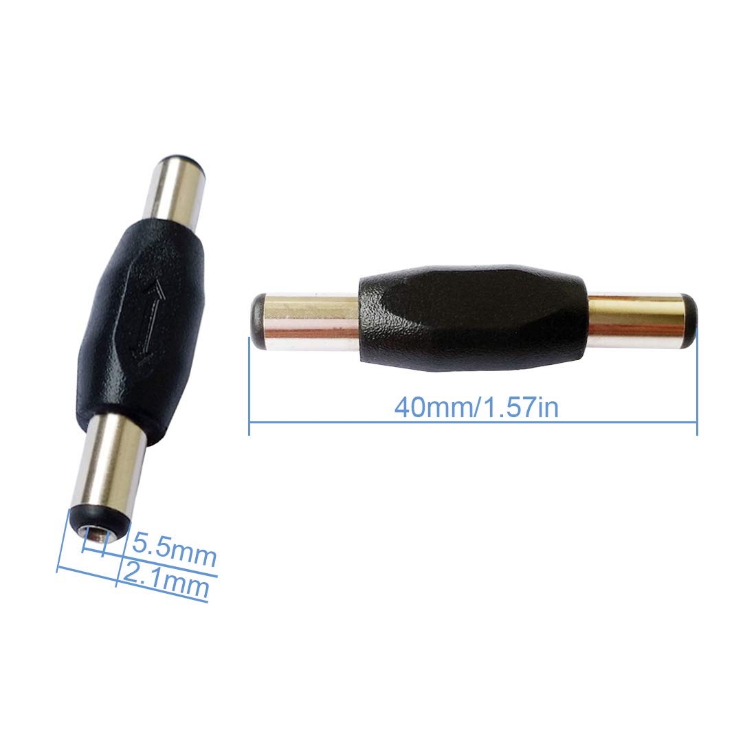 10Pcs Dc Connector Lime2018 Male To Male Connector 5.5Mm X 2.1Mm 12V 5A Power Cable Jack Adapter