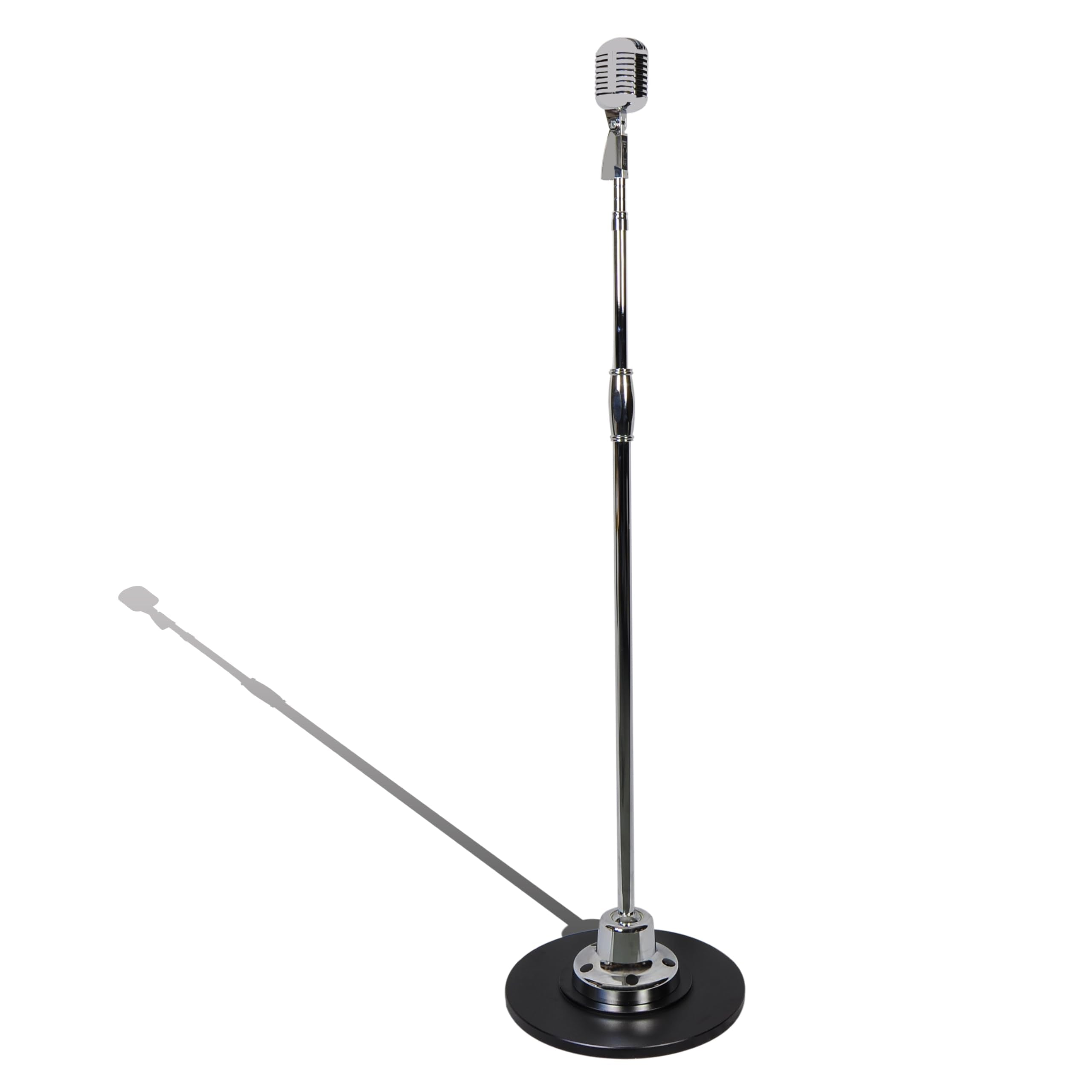 Pyle Retro Microphone, Classic Vintage Style, Unidirectional Audio, Adjustable Stand, XLR Cable, Silver Finish, Dynamic Vocal Pe