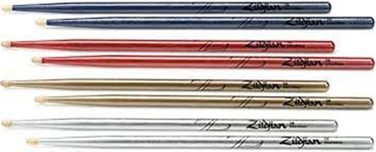 Zildjian Chroma 4 For 3 Drumstick Value Pack   5A   Assorted Colors