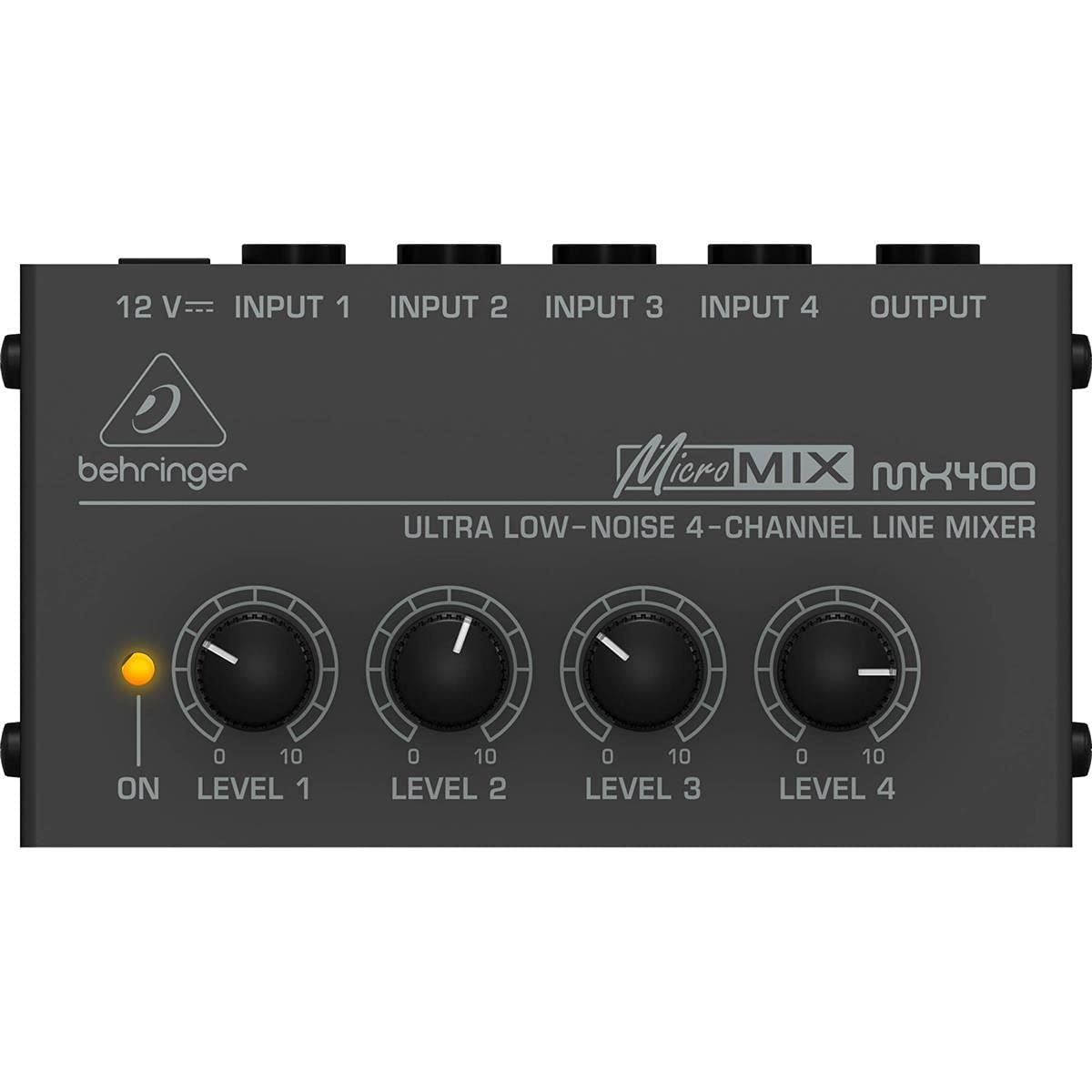Behringer Micromix Mx400 Ultra Low Noise 4 Channel Line Mixer, 4.7 Kohms Input Impedance, Output Impedance 80 Ohms