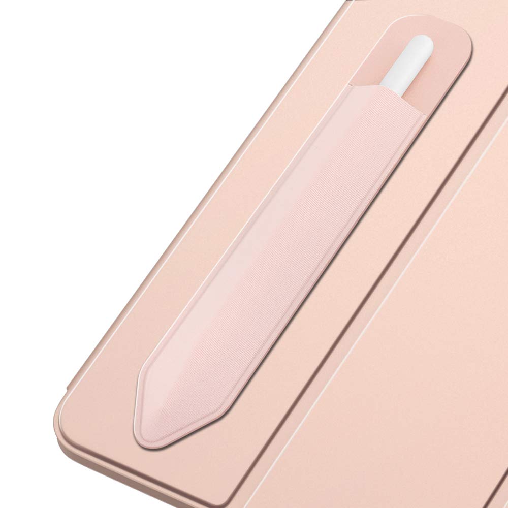 MoKo Pencil Holder Sticker Fit Apple Pencil Pro, Apple Pencil (USB C), Apple Pencil 1st/2nd Generation, Elastic Pencil Pocket Pouch Adhesive Sleeve Attached to iPad Case for Stylus Pens,Rose Gold