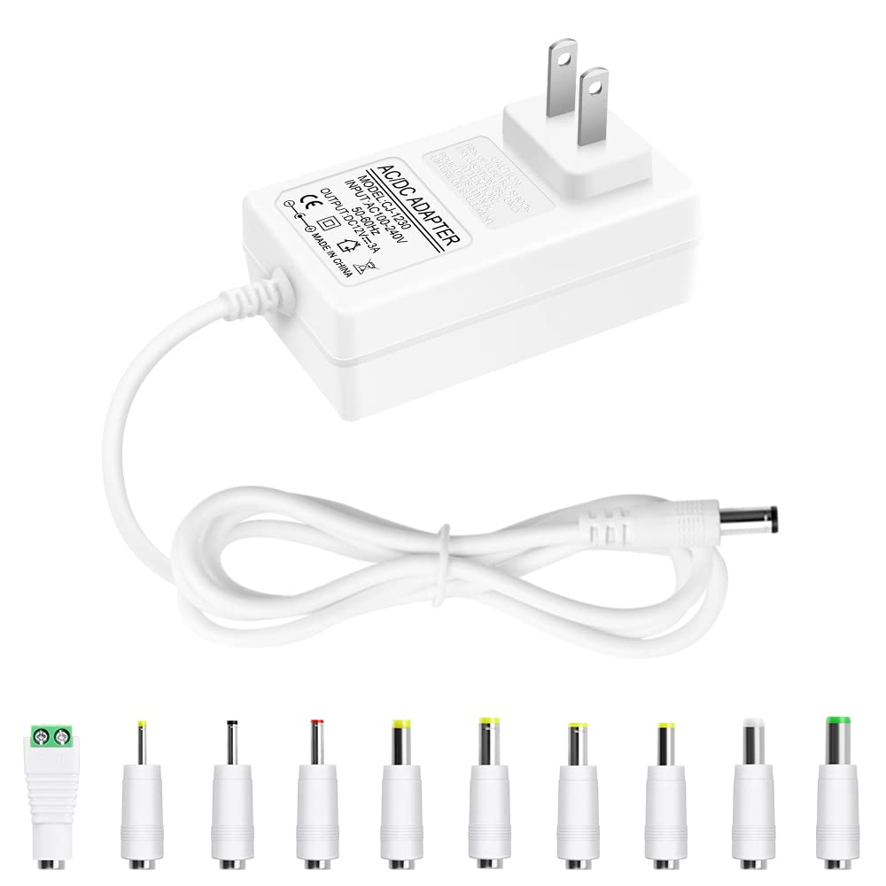 Arkare 12V Dc Power Supply 12V 3A Power Adapter 36W Ac 100V 240V To Dc 12Volt 3Amp Ac/Dc Charger Power Cord 12V 2.5A 2A 1.5A 1A