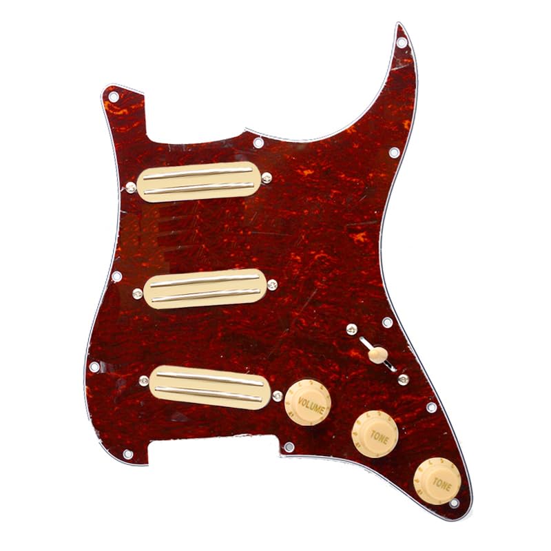 SAPHUE SSS 3x Mini Humbucker Electric Guitar Pickguard 9K/9K/9K Loaded Prewired Scratchplate for ST Style Guitar Multi Colour Av