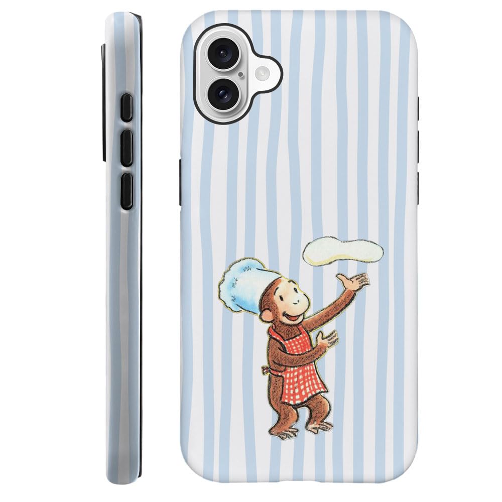 Case for iPhone 16 Plus - [Drop Protection Phone Cover] - Hybrid Case for Girl Women - Funny Monkey Stripes 02