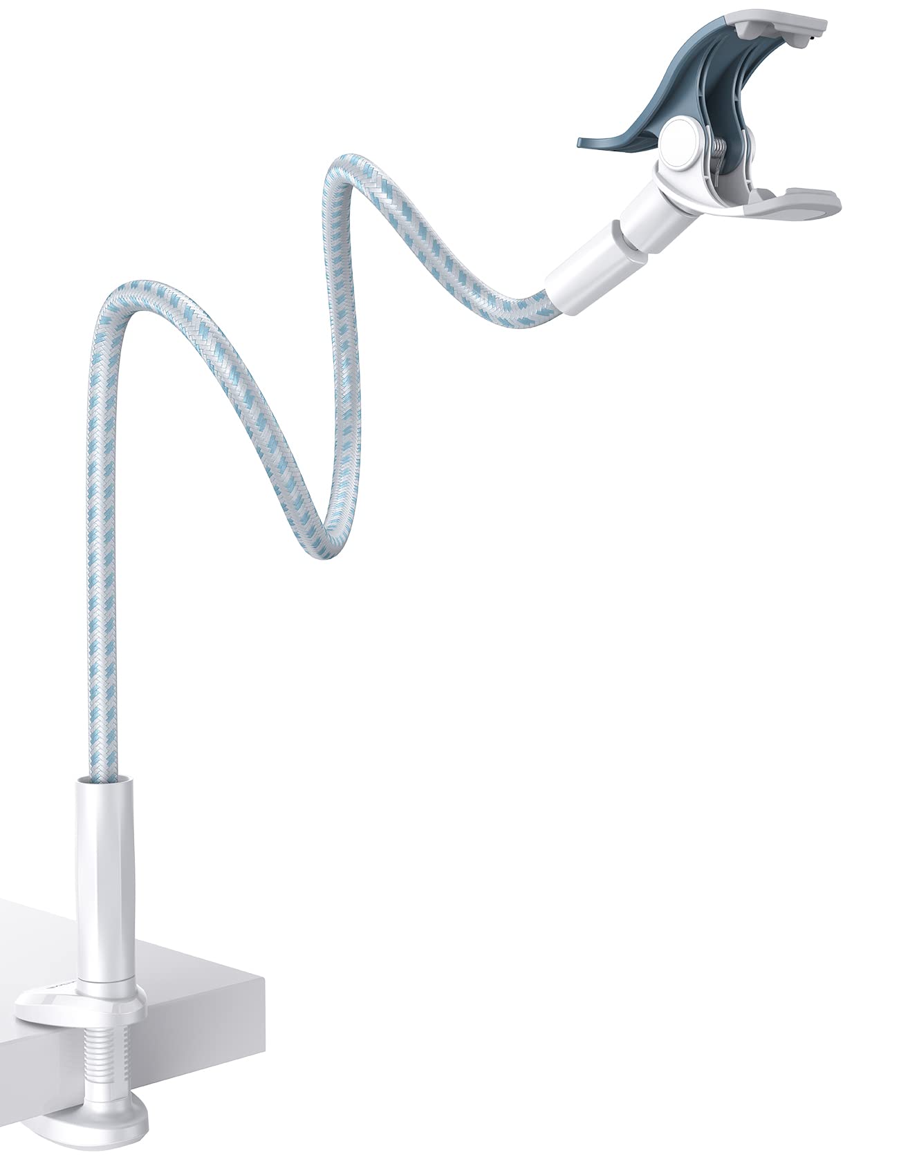 Lamicall Gooseneck Phone Holder Bed   [Nylon Braided] Flexible Arm, Overall Length 38Inch, 360 Adjustable Clamp Clip, Overhead C