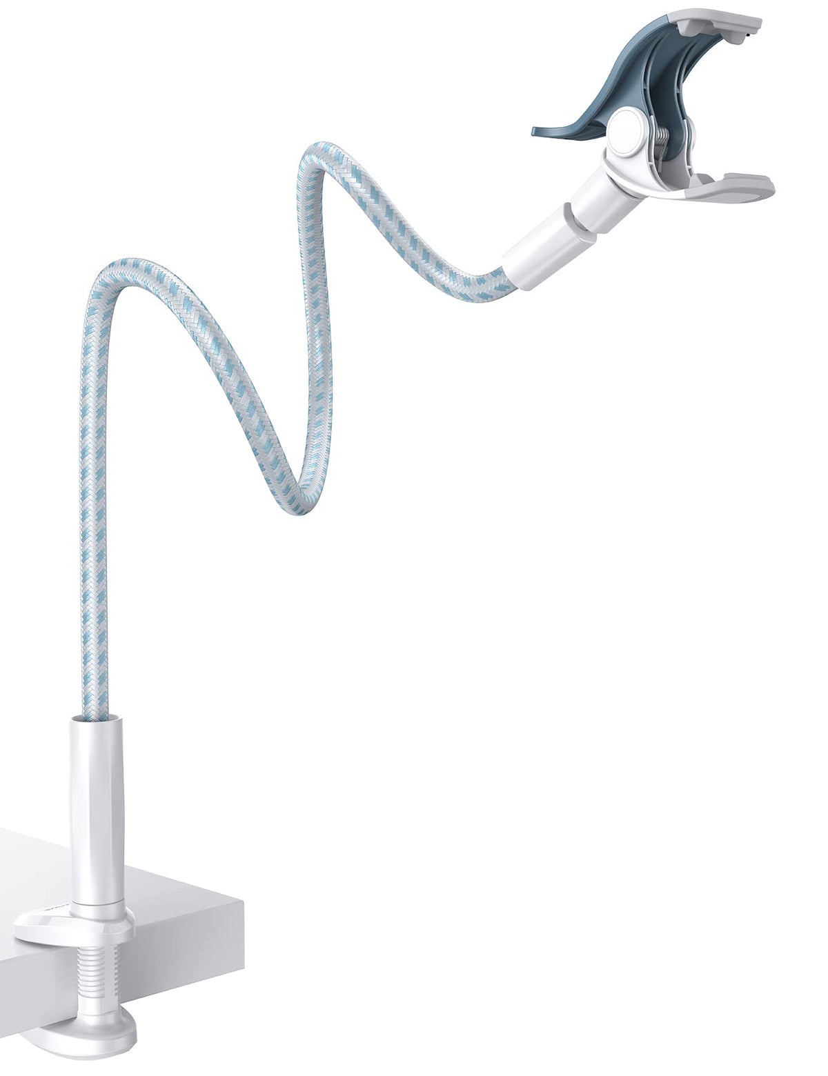 Lamicall Gooseneck Phone Holder Bed   [Nylon Braided] Flexible Arm, Overall Length 38Inch, 360 Adjustable Clamp Clip, Overhead C