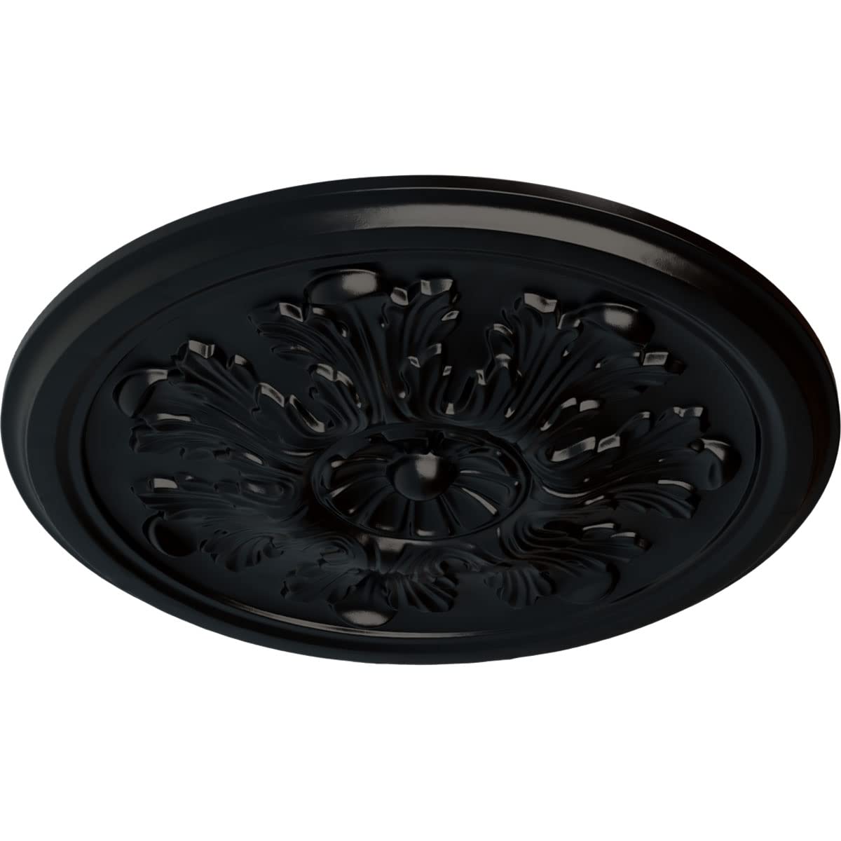 Ekena Millwork Cm12Leblf Legacy Acanthus Ceiling Medallion, 12 3/4''Od X 7/8''P (Fits Canopies Up To 3 1/2''), Hand Painted Jet