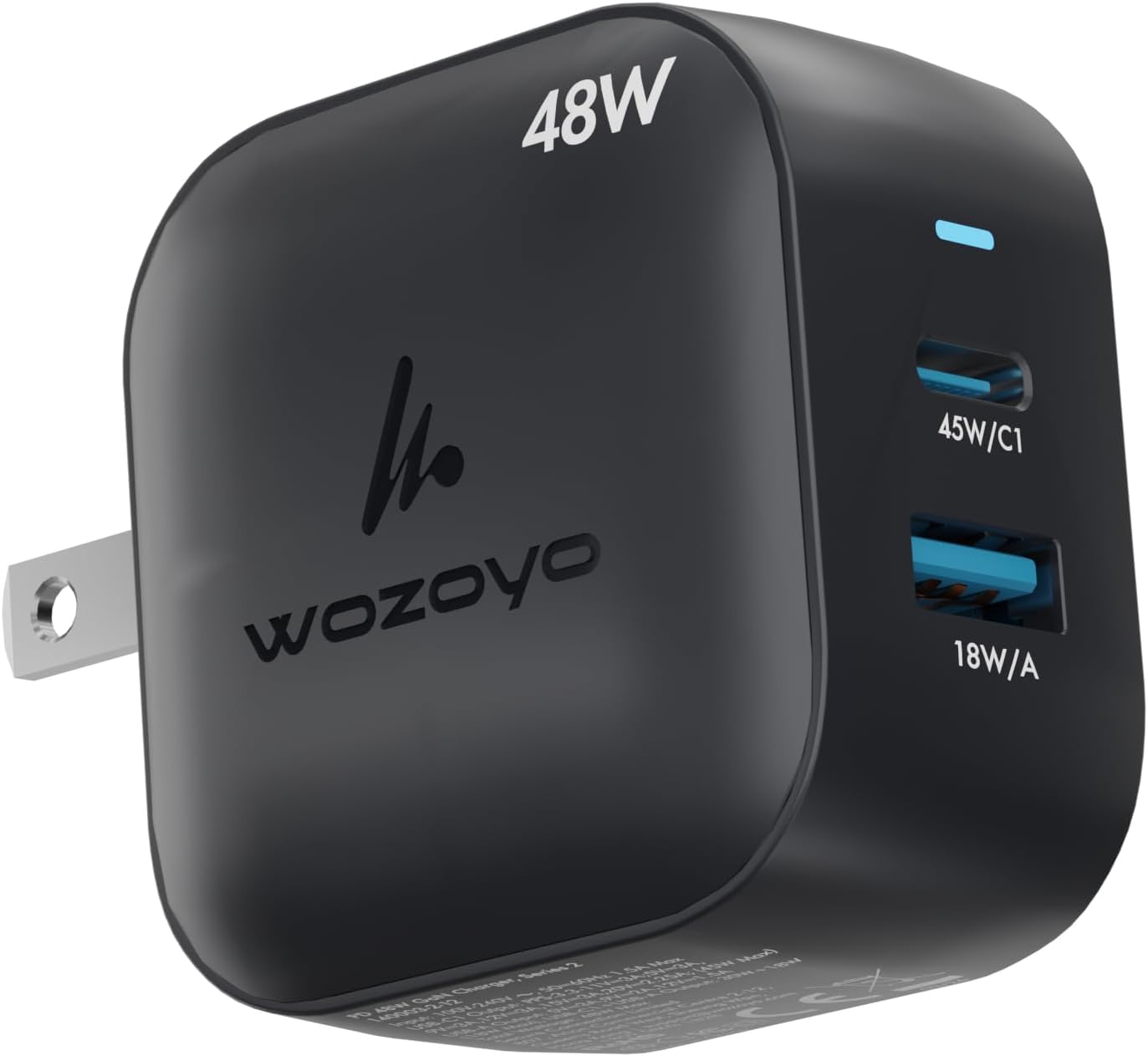 48W GaN Charger Wozoyo TypeC & USBA Superfast 2.0 Charging, Compatible for iPhone 17/16/16 Pro Max/15 Series/iPad Pro, Smartph