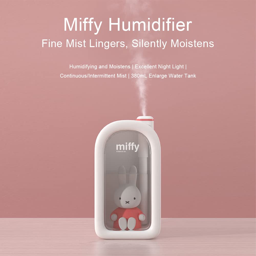 Mipow X Miffy Cool Mist Humidifier   Ultrasonic Quiet, Mini Cute Humidifier With Night Light, 380Ml Humidifiers For Bedroom/Babi